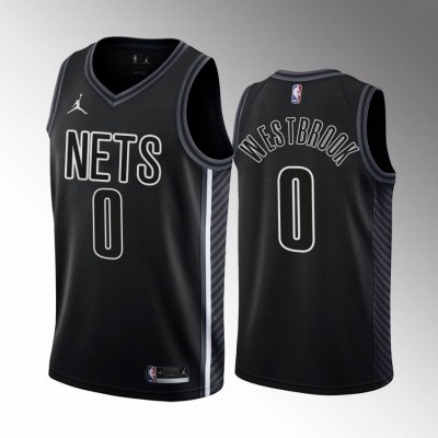 Nike Brooklyn Nets #0 Russell Westbrook Men's Black NBA 2022-23 Statement Edition Jersey Men's
